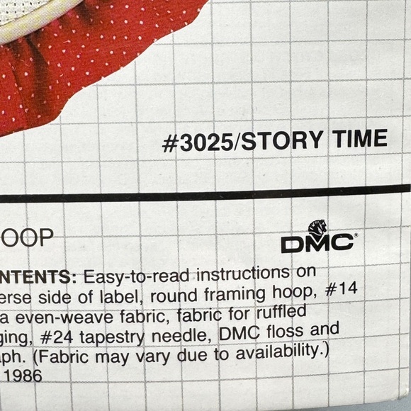 🧵 Vintage 1986 DMC Cross Stitch Kit Story Time #3025 NIP Sealed w/ Hoop - Picture 8 of 9